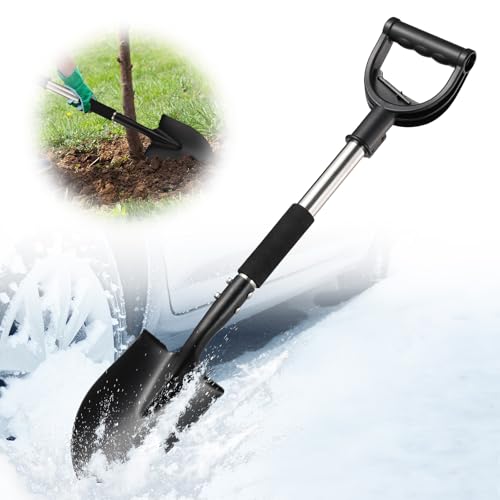 EUIJOIP Multi-Task Small Shovel 31" - D-Handle Ergonomic Design for Raised Garden Beds, Outdoor Compact Spaces & Family Camping (Rustproof & Ultra-Light), Silver - Image 1