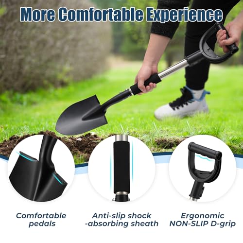 EUIJOIP Multi-Task Small Shovel 31" - D-Handle Ergonomic Design for Raised Garden Beds, Outdoor Compact Spaces & Family Camping (Rustproof & Ultra-Light), Silver - Image 4