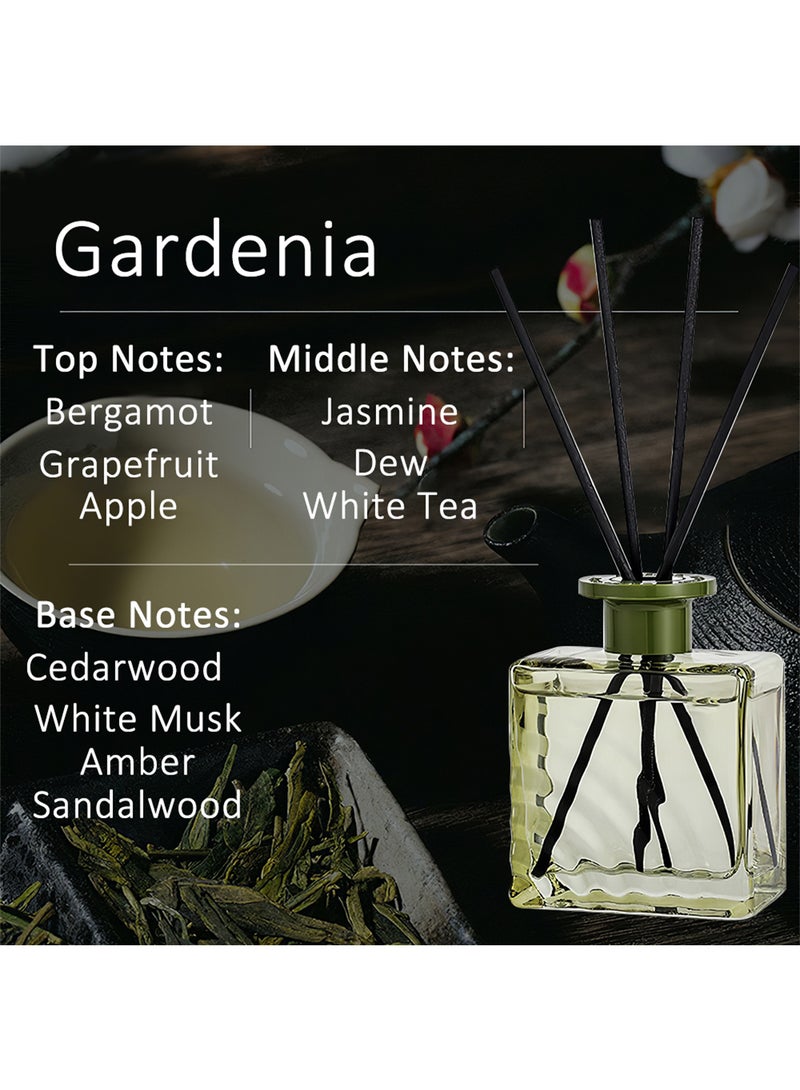 Home Perfume Reed Diffuser, Tea Fragrance Scent Diffuser with 4 Sticks, Natural Long Lasting Essential Oil Air Freshener- 200ml (Gardenia) - Image 2