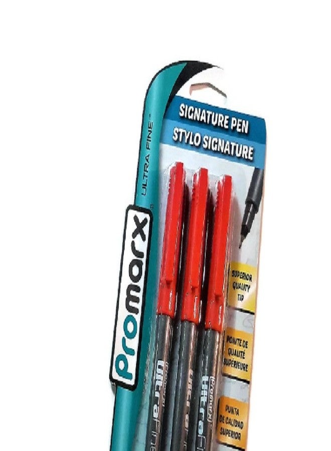 بروماكس قلم بروماكس فائق الدقة 0.5 للتوقيع، حبر أحمر، عبوة من 3 أقلام - Image 2