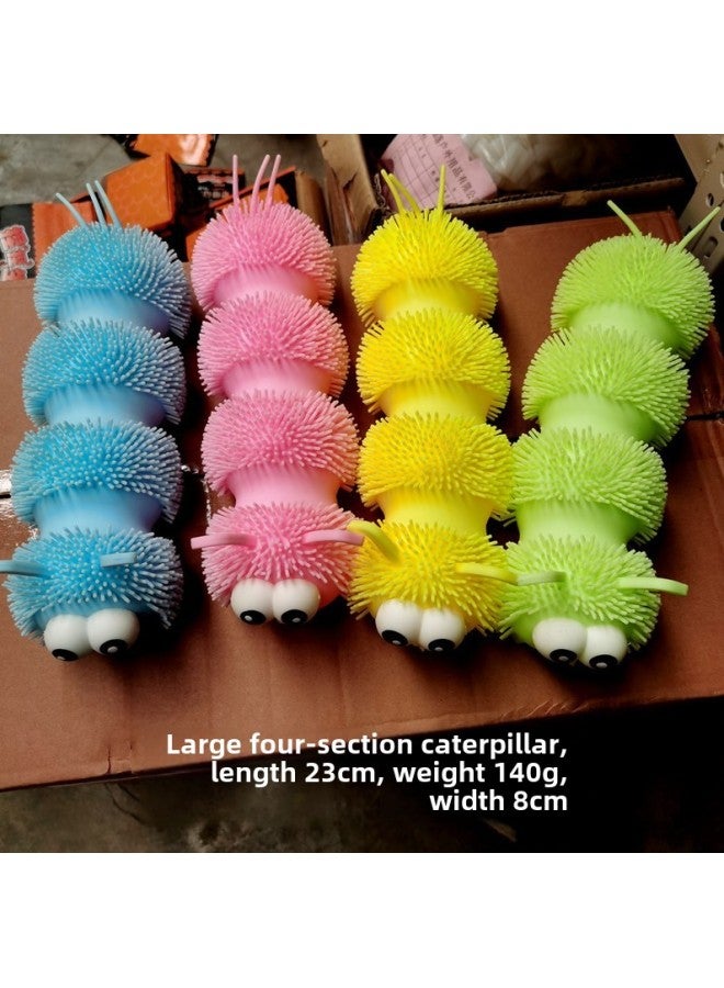 Direct Cartoon Trumpet Rhubarb Luminous Ball Hair Ball Children's Flash Toy Stall Night Market-Color:Big Quadruple Caterpillar - Image 1