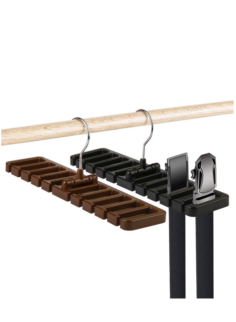 Zikra Belt Rack, 2pcs Belt Hanger Tie Holder Homeware Closet Organizer with Stainless Steel 360¬∞ Swivel Hook for Belts Ties Scarves - Image 1