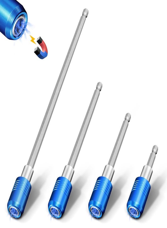 BLACKROBOT 4-Piece Drill Bit Extension Set, Magnetic Quick Change Impact Bit Holder in 2.5", 4", 6", 12" Sizes, for 1/4" Hex Drives, CR-V Steel, Ideal for Screwdriver Bits, Nuts, Drills - Image 1
