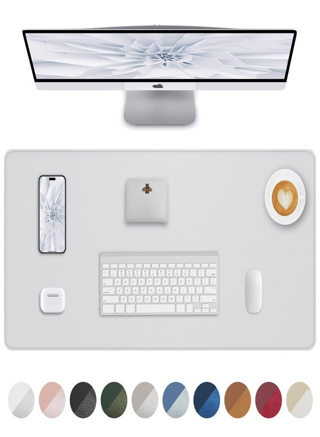 AFIING Leather Desk Pad Protector, Mouse Pad, Office Mat, Non-Slip PU Leather Blotter, Laptop Pad, Waterproof Writing Pad for Office and Home (White, 31.5" x 15.7") - Image 1
