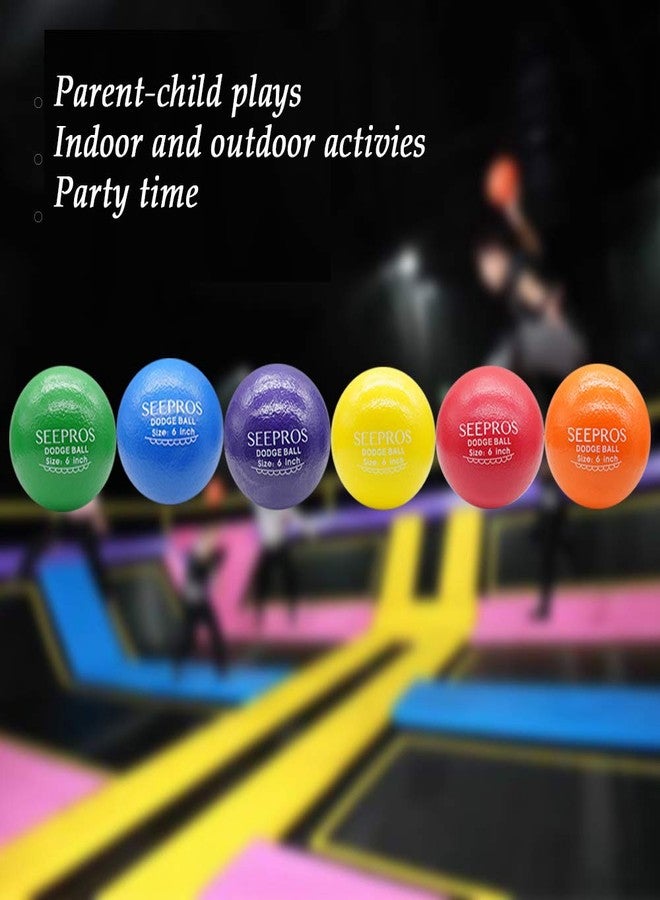 SEEPROS Foam Dodgeball Set - Soft Skin, Low Bounce, Set of 6 with Mesh Storage Bag for Kids and Adults(6 inch) - Image 3