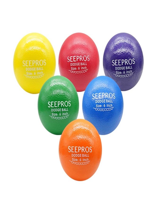 SEEPROS Foam Dodgeball Set - Soft Skin, Low Bounce, Set of 6 with Mesh Storage Bag for Kids and Adults(6 inch) - Image 1