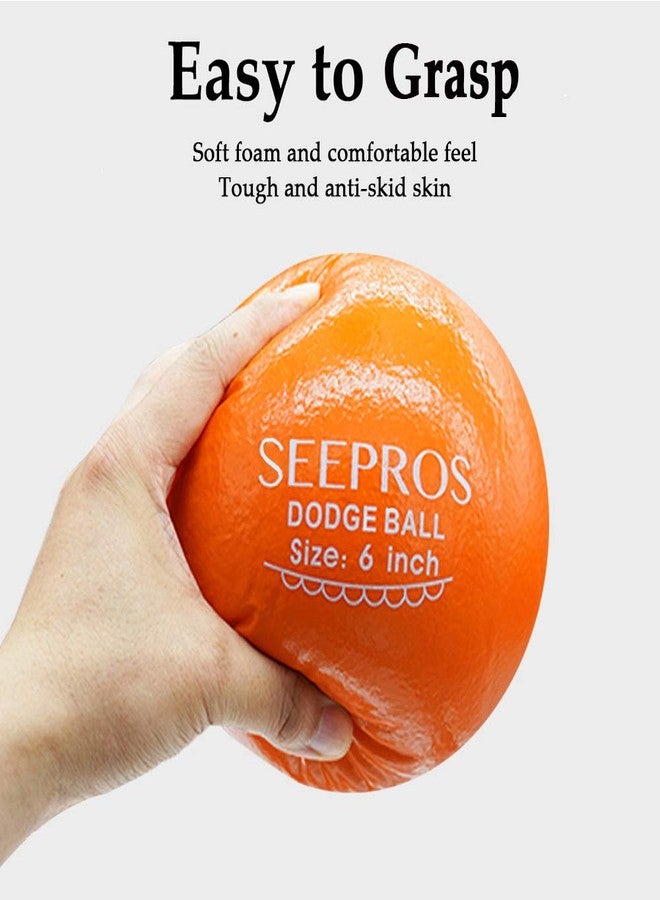 SEEPROS Foam Dodgeball Set - Soft Skin, Low Bounce, Set of 6 with Mesh Storage Bag for Kids and Adults(6 inch) - Image 2