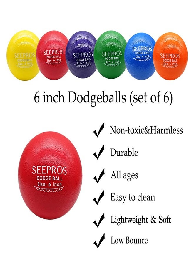 SEEPROS Foam Dodgeball Set - Soft Skin, Low Bounce, Set of 6 with Mesh Storage Bag for Kids and Adults(6 inch) - Image 5