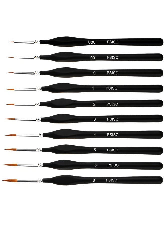 PSISO 10 PCS Miniature Paint Brushes Kit, Fine Detail Painting Brush Micro Professional Tiny Paints Brush Set for Watercolor, Oil, Face, Acrylic, Nail, Line Drawing, Scale Model Painting, by - Image 1