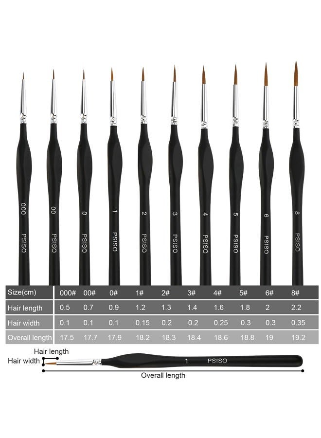 PSISO 10 PCS Miniature Paint Brushes Kit, Fine Detail Painting Brush Micro Professional Tiny Paints Brush Set for Watercolor, Oil, Face, Acrylic, Nail, Line Drawing, Scale Model Painting, by - Image 2