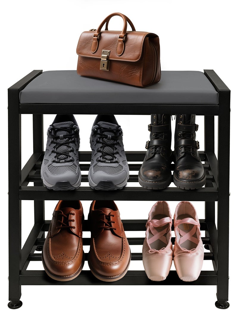 Generic Modern two-tier shoe changing stool style shoe rack, suitable for sitting and storing items, stylish entrance storage for good storage  - Image 1