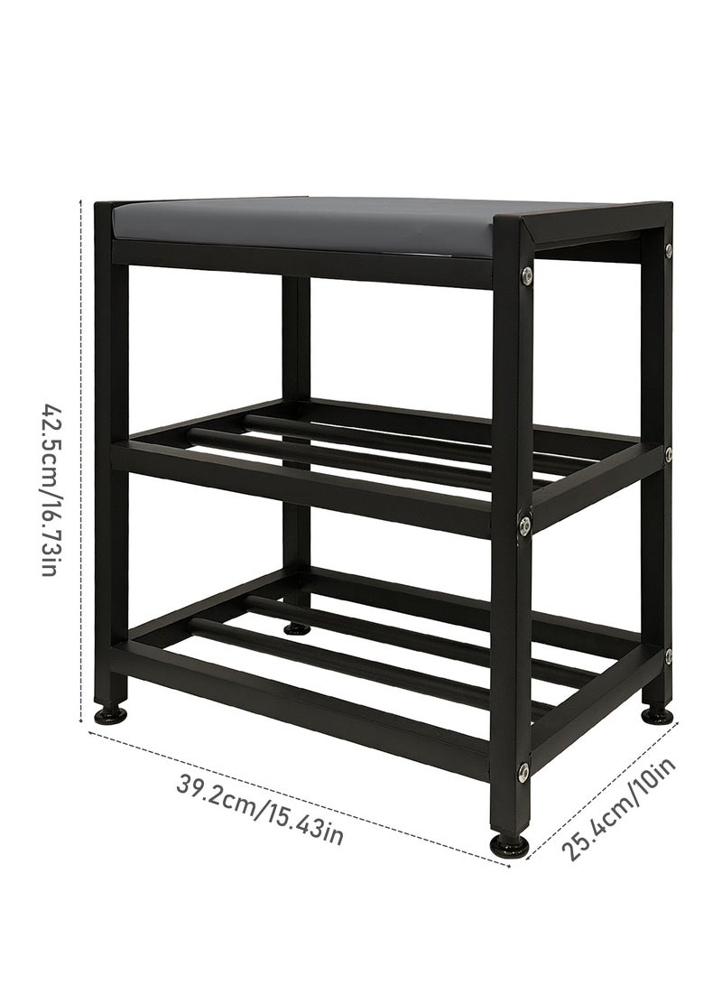 Generic Modern two-tier shoe changing stool style shoe rack, suitable for sitting and storing items, stylish entrance storage for good storage  - Image 2