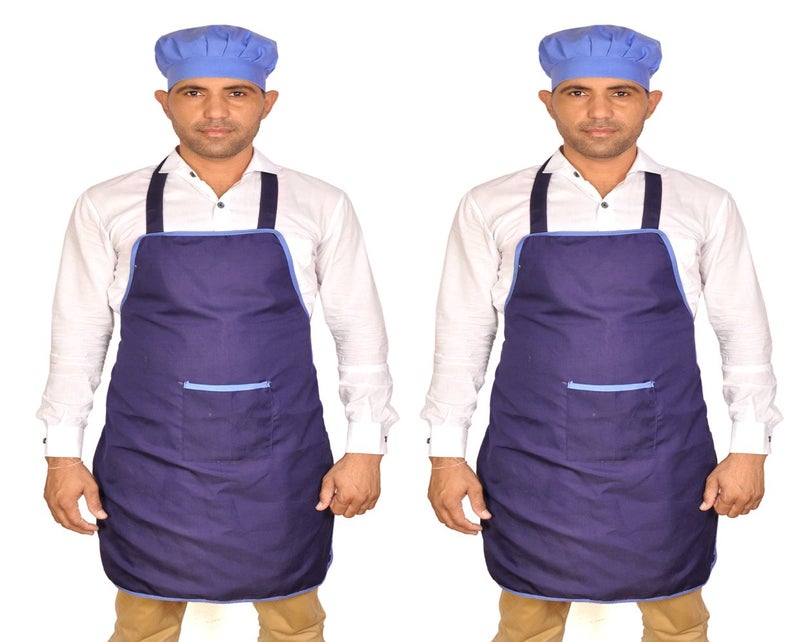 Switchon Switchon Waterproof Blue Chefs Apron with cap pack of 2 Proudly Made in India - Image 1