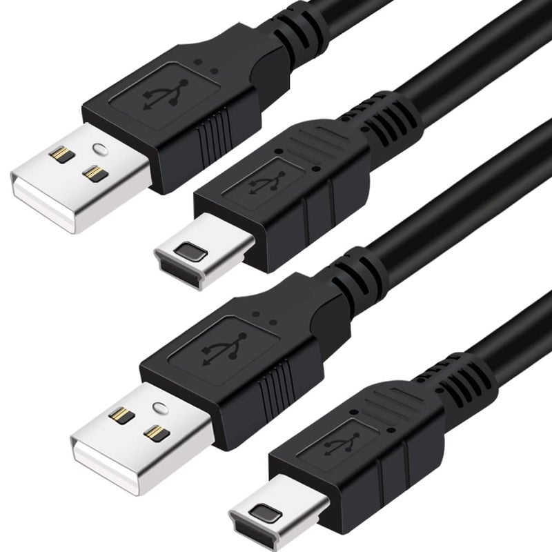 VOTY Mini-USB Cable,2Pack 10ft USB 2.0 Type A to Mini-B Charging Cord for Gopro Hero 3+ Hero4,for Garmin Nuvi,PS3 Controller Charger,MP3 Player,Dash Cam,for Canon Digital Camera,Playstation 3,SatNav,Data - Image 1