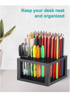 Excefore 2 Pack 96 Hole Pencil Brush Holders, Multi Bin Plastic Desk Stand Organizer Holding Rack for Pens, Paint Brushes, Colored Pencils, Gel Pens, Markers and Modeling Tools, Storage & Organizing Crate  - Image 4