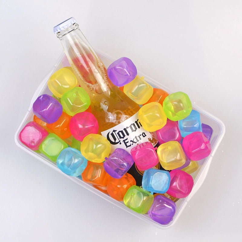 BYTTME Reusable Ice Cube with Lid & Bin, 60 Pack Plastic Ice Cubes for Drinks BPA Free, Colorful Refreezable Square Ice Cubes for Water Bottles, Whiskey, Vodka, Coffee, Beer or Wine, Non-Diluting - Image 5