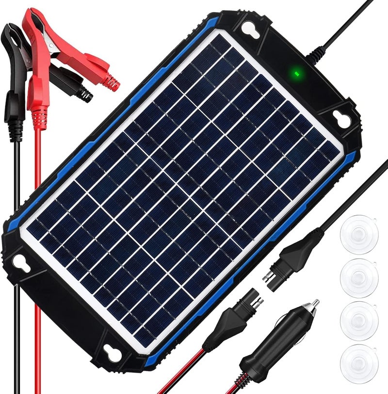 SUNER POWER Waterproof 10W 12V Solar Battery Charger & Maintainer Pro, Built-in UltraSmart MPPT Charge Controller, 10 Watt Solar Panel Trickle Charging Kits for Car Automotive Boat Marine RV Trailer - Image 1