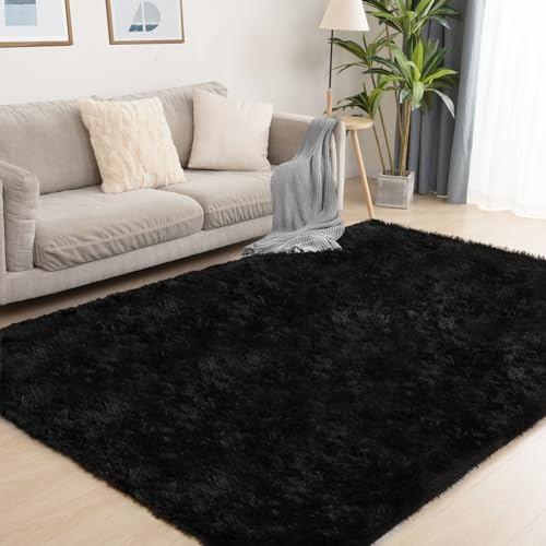 Puremy Black Area Rug 5x7 Soft Plush for Living Room Bedroom Nursery NonSlip Indoor Carpet for Study Kids Room Decor - Image 1