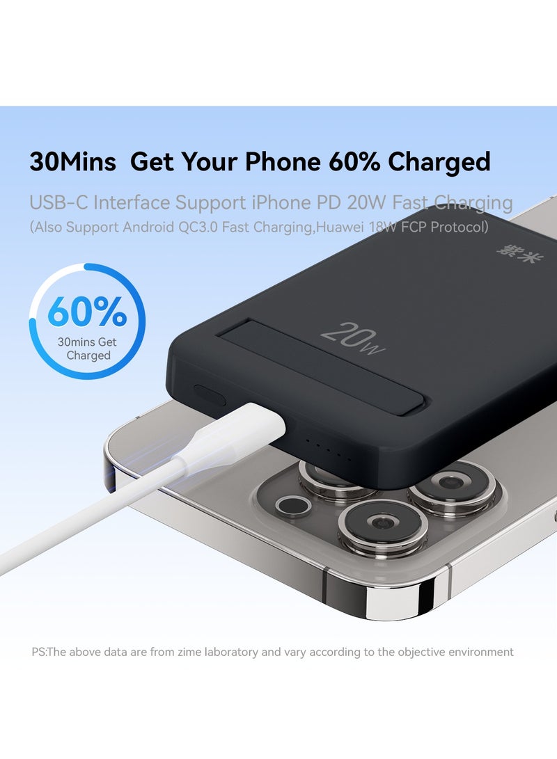 زيم zime بنك الطاقة المغناطيسية 10,000mAh قابل للطي شاحن محمول مغناطيسي لاسلكي ، 20W USB-C الطاقة متوافقة مع سلسلة آيفون 16/15/14/13/12 - Image 3