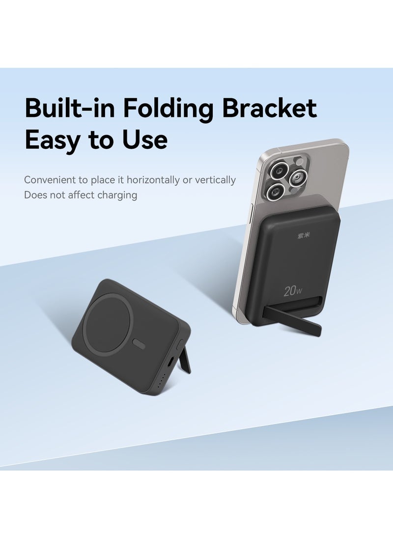 زيم zime بنك الطاقة المغناطيسية 10,000mAh قابل للطي شاحن محمول مغناطيسي لاسلكي ، 20W USB-C الطاقة متوافقة مع سلسلة آيفون 16/15/14/13/12 - Image 5