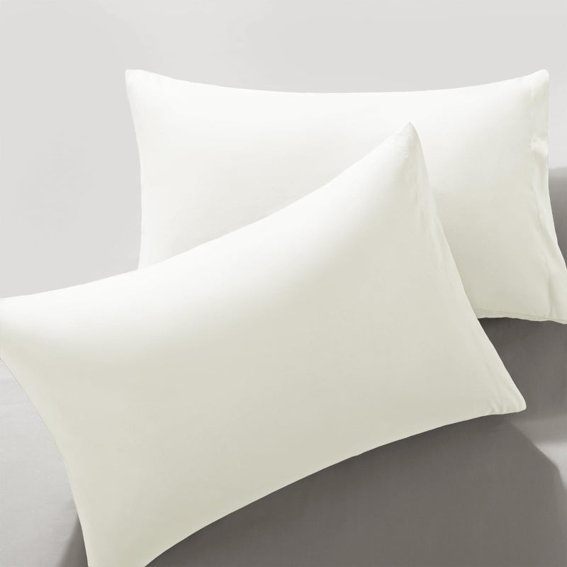 MILVOWOC 2Pcs Brushed Microfiber Standard Pillowcases - 20 x 26 Inch  White Pillow Case Set Non Slip Envelope Pillow Cover with Moisture Absorption and Anti-Wrinkle - Image 1