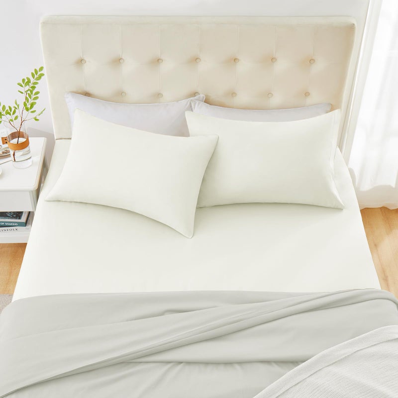 MILVOWOC 2Pcs Brushed Microfiber Standard Pillowcases - 20 x 26 Inch  White Pillow Case Set Non Slip Envelope Pillow Cover with Moisture Absorption and Anti-Wrinkle - Image 4