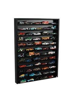 J JACKCUBE DESIGN Hot Wheels 1/64 Scale Diescast Display Rack, Wall Mount Metal Storage Shelf Cabinet For 60 Hot Wheels Cars (Black)- Mk951A  - Image 1