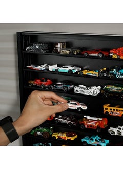 J JACKCUBE DESIGN Hot Wheels 1/64 Scale Diescast Display Rack, Wall Mount Metal Storage Shelf Cabinet For 60 Hot Wheels Cars (Black)- Mk951A  - Image 4