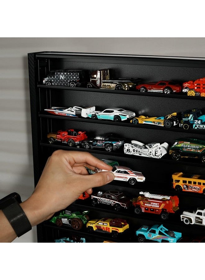 J JACKCUBE DESIGN Hot Wheels 1/64 Scale Diescast Display Rack, Wall Mount Metal Storage Shelf Cabinet For 60 Hot Wheels Cars (Black)- Mk951A - Image 4