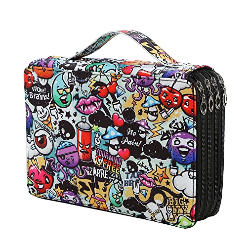 Lbxgap Portable Colored 200 Slots Pencil case Organizer with Printing Pattern for Watercolor Pens or Markers, Pencil Case Organizer for Artist - Image 1