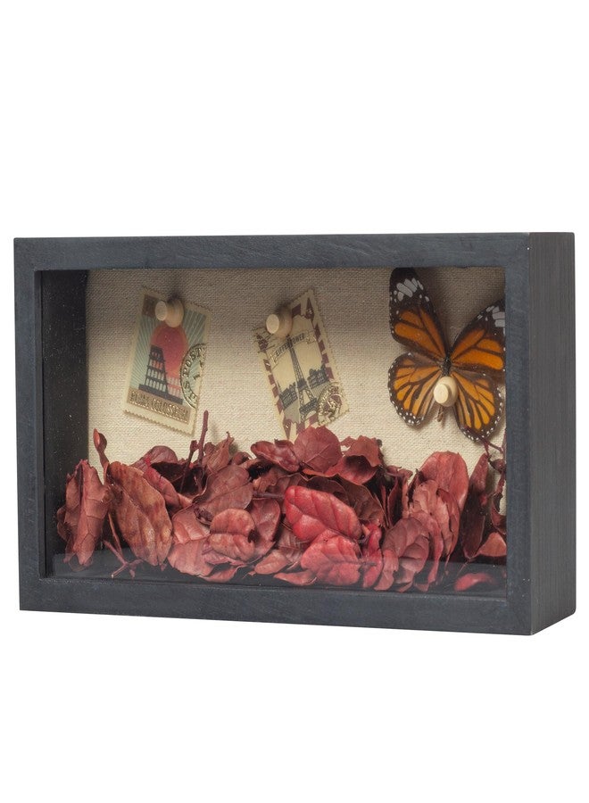 Increased Fire Shadow Box Frame 5x10 Shadow Box Display Case with Linen Back of Awards Memorabilia Flower, Pictures, Keepsakes、Bouquet、Medals and More Photos Memory Box long Skinny Black - Image 1