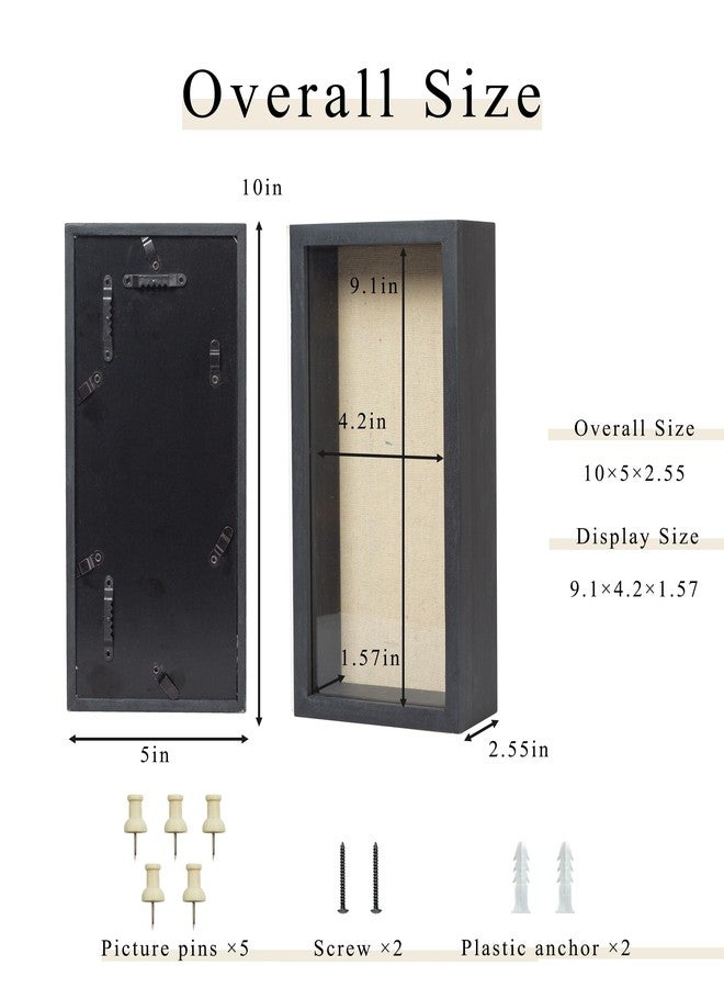 Increased Fire Shadow Box Frame 5x10 Shadow Box Display Case with Linen Back of Awards Memorabilia Flower, Pictures, Keepsakes、Bouquet、Medals and More Photos Memory Box long Skinny Black - Image 5