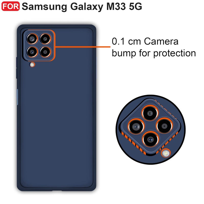 Cedo Samsung Galaxy M33 (5G) Back Cover | Camera Bump Protection & Ultra Slim | Matte Soft Silicon Shock Proof Rubberised Back Case Cover (Blue) - Image 3