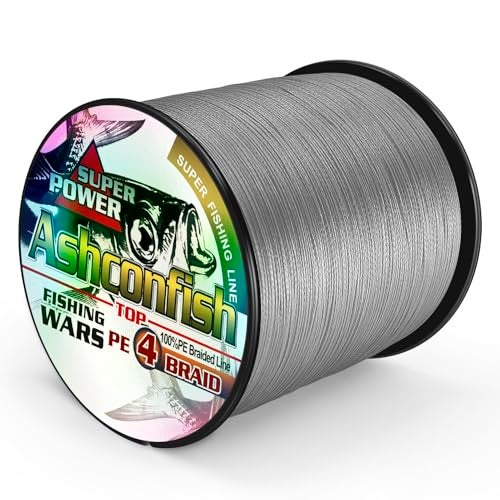 Ashconfish Braided Fishing Line- 4 Strands Super Strong PE Fishing Wire Heavy Tensile for Saltwater & Freshwater Fishing -Abrasion Resistant - Zero Stretch- 100M/109Yds 15LB Gray - Image 2
