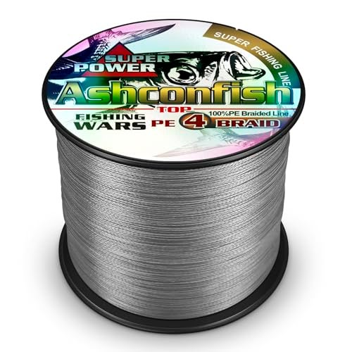 Ashconfish Braided Fishing Line- 4 Strands Super Strong PE Fishing Wire Heavy Tensile for Saltwater & Freshwater Fishing -Abrasion Resistant - Zero Stretch- 100M/109Yds 15LB Gray - Image 1