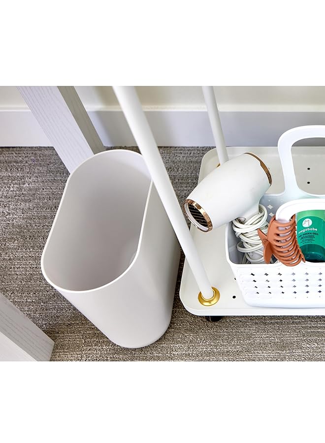 InterDesign Cade Slim Bathroom Trash Bedroom Kitchen Office White Waste Can - Image 5