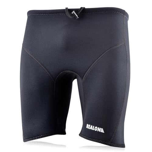 REALON Wetsuit Shorts Neoprene Men 3mm Buoyancy Swim Pants Adult Women Sweat Wet Suit Trunks Jammers Keep Warm Water Sport Aerobics for Swimming Surfing Snorkeling Diving Kayaking Scuba M - Image 1