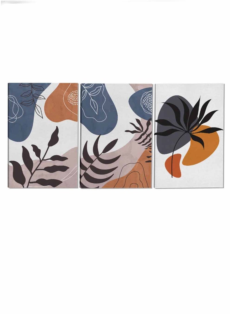 LOWHA Set Of 3 Framed Canvas Wall Arts Stretched Over Wooden Frame Botanical Foliageabstract Paintings For Home Living Room Office Decor  - Image 4