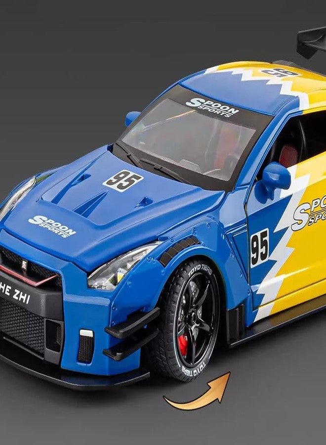 NISHCHAY ENTERPRISE NISHCHAY 1:24 Scale Nissan Skyline GTR-R34 Diecast Models Alloy Diecast Toy Car Alloy Sports Car Model Vehicle Sound Light & Pull Back Toy for Kids Gift (Nissan GTR) - Image 3
