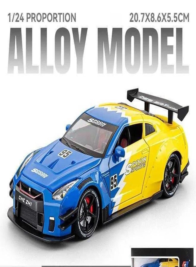 NISHCHAY ENTERPRISE NISHCHAY 1:24 Scale Nissan Skyline GTR-R34 Diecast Models Alloy Diecast Toy Car Alloy Sports Car Model Vehicle Sound Light & Pull Back Toy for Kids Gift (Nissan GTR) - Image 2