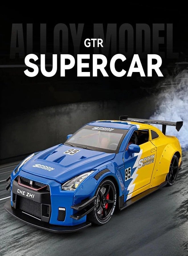 NISHCHAY ENTERPRISE NISHCHAY 1:24 Scale Nissan Skyline GTR-R34 Diecast Models Alloy Diecast Toy Car Alloy Sports Car Model Vehicle Sound Light & Pull Back Toy for Kids Gift (Nissan GTR) - Image 4