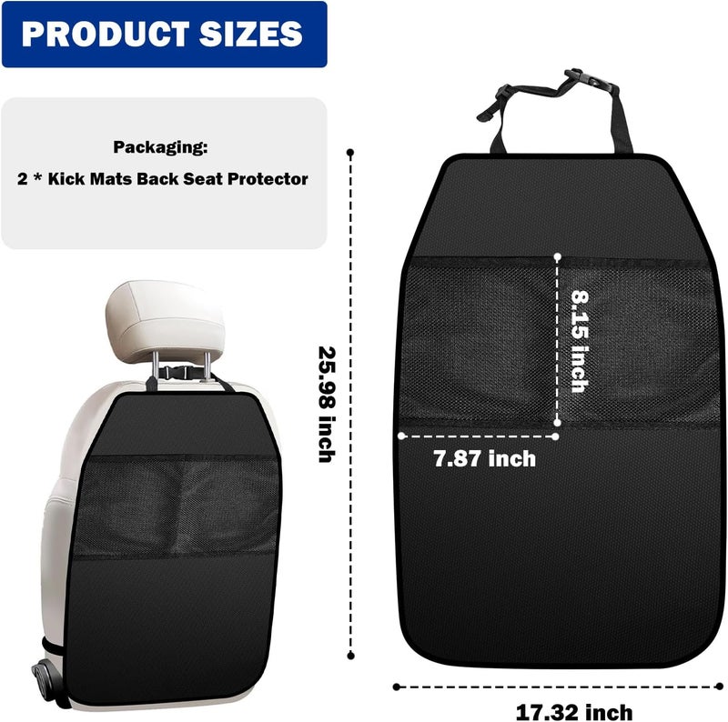 YelaJoy 2PCS Back Seat Cover for Kids,Anti-Slip Design Kick Mats Back Seats Protector with 2 Storage Mesh Pockets for Cars,Easy-to-Clean Backs of Seats Protector for Kids Feet Car Seat - Image 2