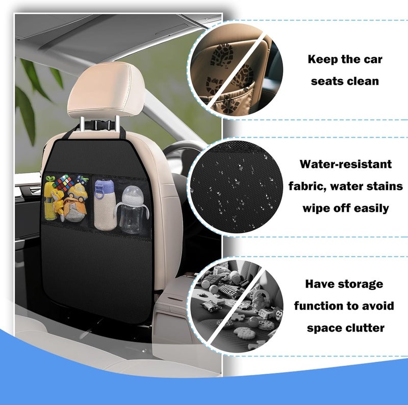 YelaJoy 2PCS Back Seat Cover for Kids,Anti-Slip Design Kick Mats Back Seats Protector with 2 Storage Mesh Pockets for Cars,Easy-to-Clean Backs of Seats Protector for Kids Feet Car Seat - Image 4