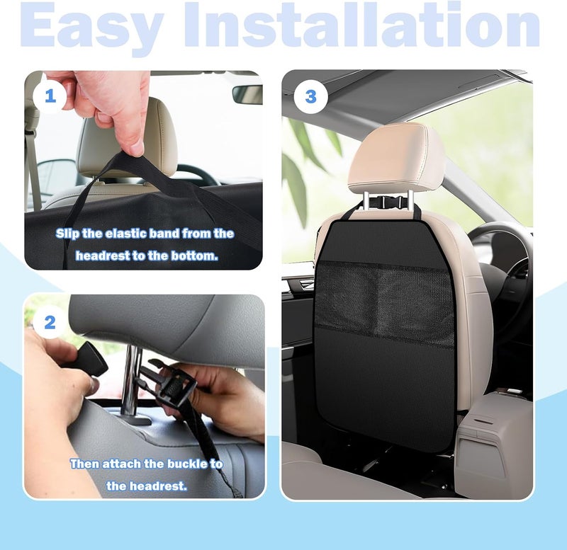 YelaJoy 2PCS Back Seat Cover for Kids,Anti-Slip Design Kick Mats Back Seats Protector with 2 Storage Mesh Pockets for Cars,Easy-to-Clean Backs of Seats Protector for Kids Feet Car Seat - Image 5