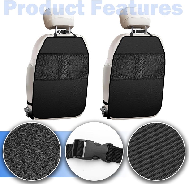 YelaJoy 2PCS Back Seat Cover for Kids,Anti-Slip Design Kick Mats Back Seats Protector with 2 Storage Mesh Pockets for Cars,Easy-to-Clean Backs of Seats Protector for Kids Feet Car Seat - Image 3