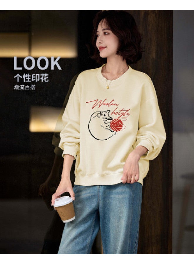 Hstyle Long Sleeve Round Neck Comfortable Spring/autumn Women's Printed Top Floral Design Ladies Sweatshirt Spring - Image 1