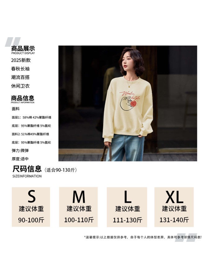 Hstyle Long Sleeve Round Neck Comfortable Spring/autumn Women's Printed Top Floral Design Ladies Sweatshirt Spring - Image 4