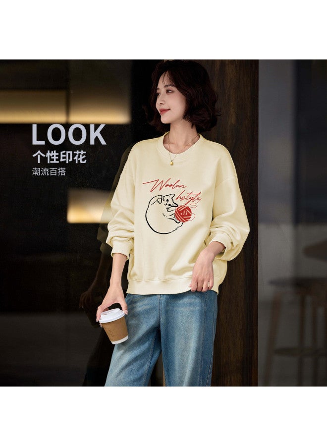 Hstyle Long Sleeve Round Neck Comfortable Spring/autumn Women's Printed Top Floral Design Ladies Sweatshirt Spring - Image 2