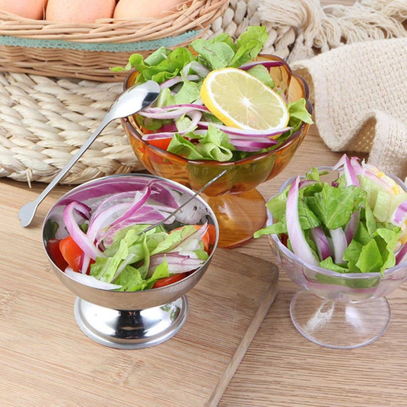 Stainless Steel Ice Cream Bowl 150ml with Fork for Sundaes Salad Dessert Serving - Image 3