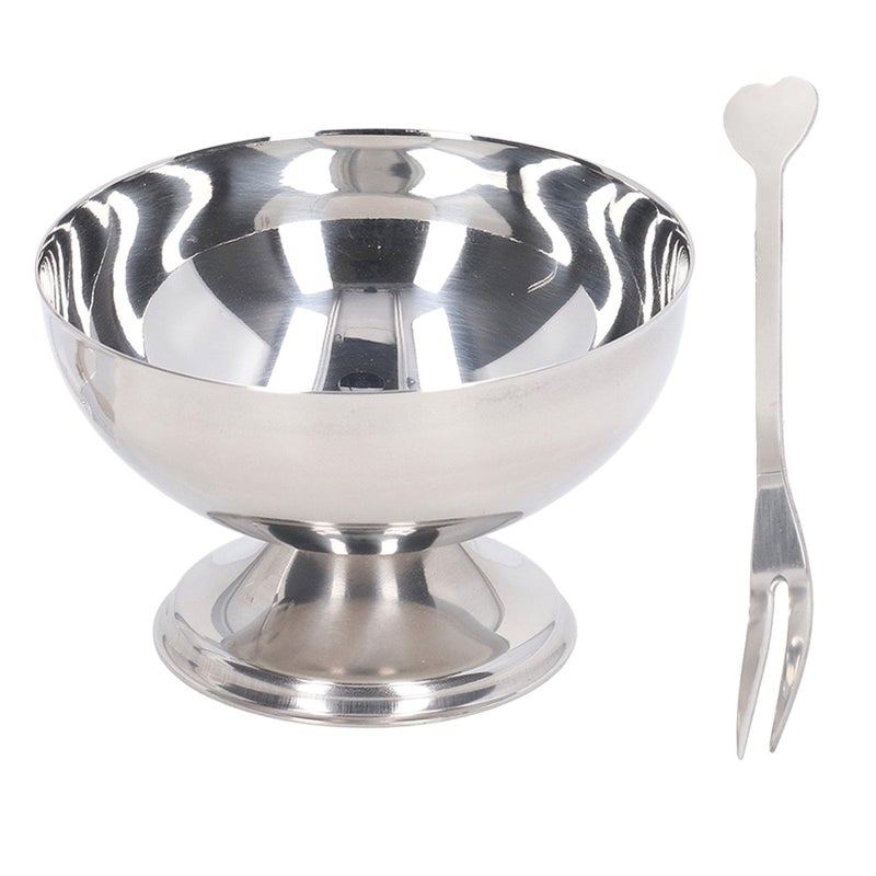 Stainless Steel Ice Cream Bowl 150ml with Fork for Sundaes Salad Dessert Serving - Image 2